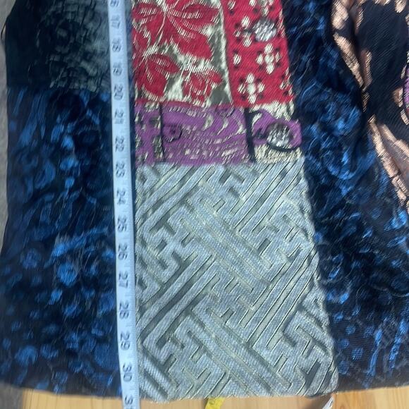 Vintage Sasha Fabiani bohemian mixed media brocade patchwork long jacket S - Picture 14 of 16